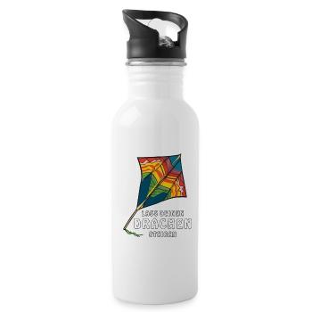 LASS DEINEN DRACHEN STEIGEN - Trinkflasche mit integriertem Trinkhalm - Weiß - Rechts