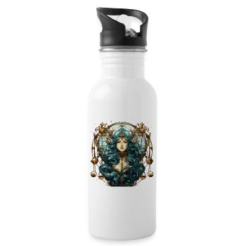 Cooles Sternzeichen Waage Design für Frauen und Männer - Trinkflasche mit integriertem Trinkhalm - Weiß - Rechts