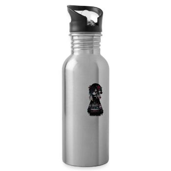 Emo Wonderland Where Sadness Meets Santa Emocore - Water bottle with straw - silver - Right