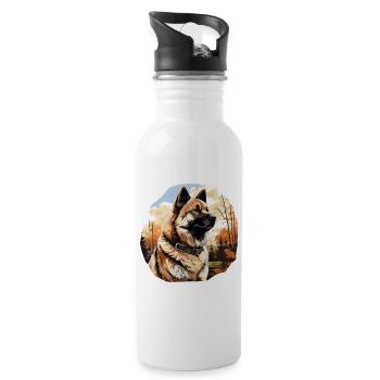 Hund American Akita - Trinkflasche mit integriertem Trinkhalm - Weiß - Rechts