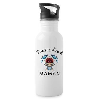 J'vais l'dire à maman, enfant, mère - Gourde avec paille intégrée - blanc - Droite