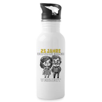 PAAR 25 JAHRE UND NOCH IMMER VERLIEBT - Trinkflasche mit integriertem Trinkhalm - Weiß - Rechts