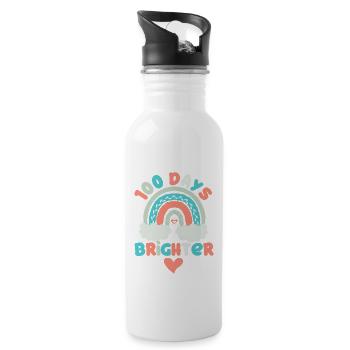 100 Days Brighter Teacher Student - Water bottle with straw - white - Right