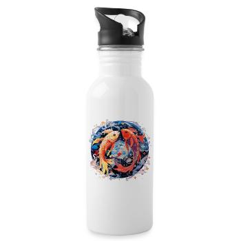 Horoscope Zodiac Graphic - Zodiac Sign Pisces - Water bottle with straw - white - Right
