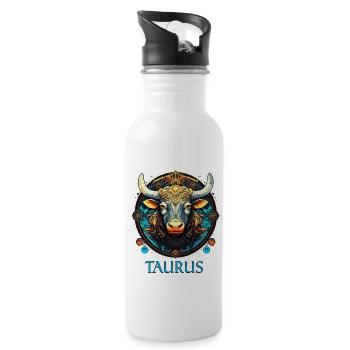 Aimez votre symbole du zodiaque Taureau Hommes et Femmes - Gourde avec paille intégrée - blanc - Droite