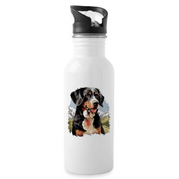 Hund Appenzeller Sennenhund - Trinkflasche mit integriertem Trinkhalm - Weiß - Rechts