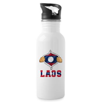 Laos Lao Laotian Flag Elephant Lao I Cadeau - Gourde avec paille intégrée - blanc - Droite