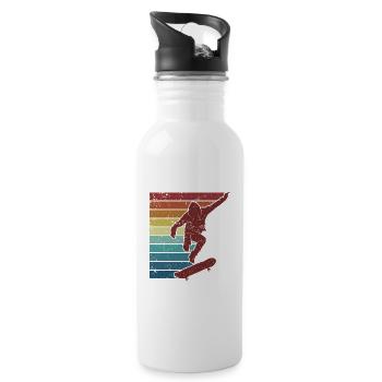 Retro Skatergirl Skaterboy Skatepark Skater - Trinkflasche mit integriertem Trinkhalm - Weiß - Rechts