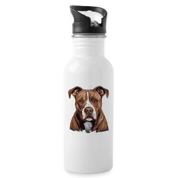 Chien American Staffordshire - Gourde avec paille intégrée - blanc - Droite