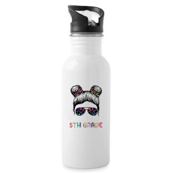 Little Miss 5th Grade Fifth 100 Days of School - Trinkflasche mit integriertem Trinkhalm - Weiß - Rechts