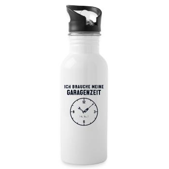 Meine Garagenzeit Mechatroniker Autoschrauber Kfz - Trinkflasche mit integriertem Trinkhalm - Weiß - Rechts