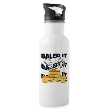 Baled It Landwirtschaft Biobauer Bauer - Trinkflasche mit integriertem Trinkhalm - Weiß - Rechts