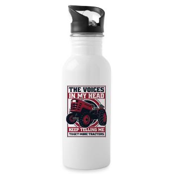 Voices In Head Telling Me Get More Tractors Bauer - Trinkflasche mit integriertem Trinkhalm - Weiß - Rechts