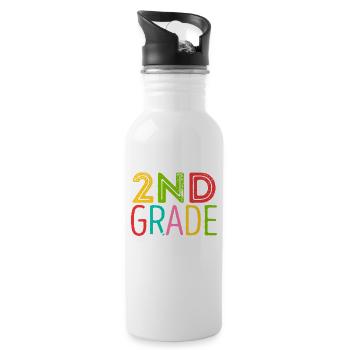 Team of the 2nd class Second teacher student 100. - Water bottle with straw - white - Right