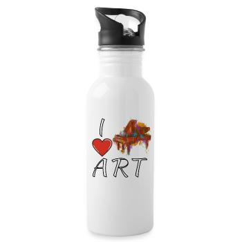 I LOVE ART PIANO - Water bottle with straw - white - Right
