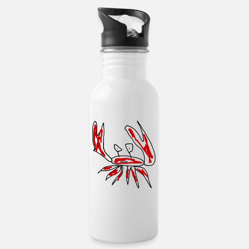 Krebse Krebstiere - Trinkflasche mit integriertem Trinkhalm - Weiß