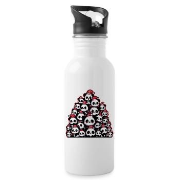 Panda Cute Christmas Christmas Tree - Water bottle with straw - white - Right