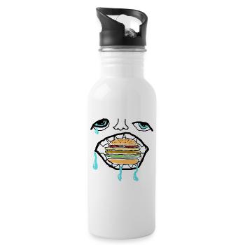 Burger Liebhaber - Trinkflasche mit integriertem Trinkhalm - Weiß - Rechts