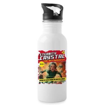 50s, 1950's Comic, Space Spaceship Cosmic - Water bottle with straw - white - Right