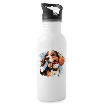 Hund Beagle - Trinkflasche mit integriertem Trinkhalm - Weiß - Rechts