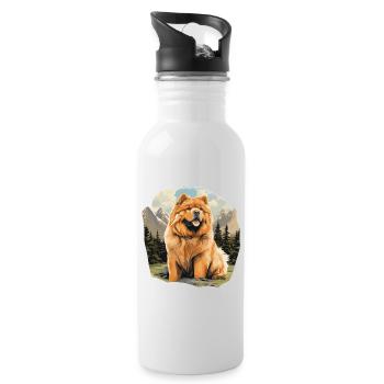 Hund Chow Chow - Trinkflasche mit integriertem Trinkhalm - Weiß - Rechts