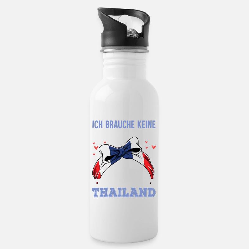 Thailand - Trinkflasche mit integriertem Trinkhalm - Weiß