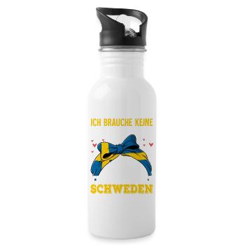Schweden - Trinkflasche mit integriertem Trinkhalm - Weiß - Rechts