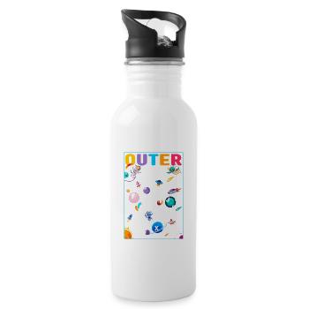 Outer Space Alphabet Kindergarten Teacher 100 Days - Water bottle with straw - white - Right