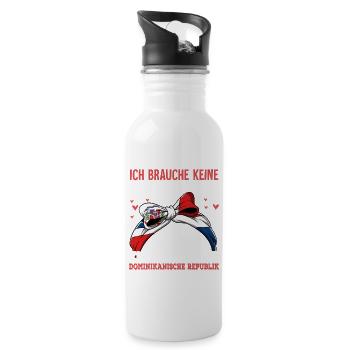 Dominikanische Republik - Trinkflasche mit integriertem Trinkhalm - Weiß - Rechts