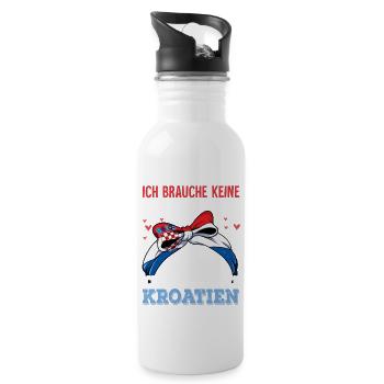 Kroatien - Trinkflasche mit integriertem Trinkhalm - Weiß - Rechts