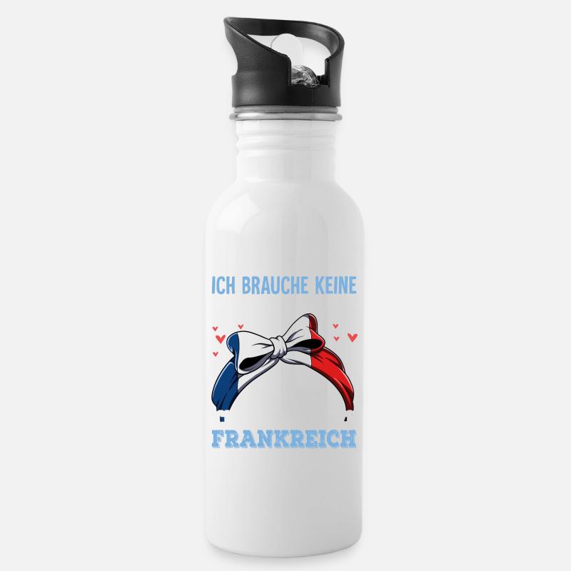Frankreich - Trinkflasche mit integriertem Trinkhalm - Weiß