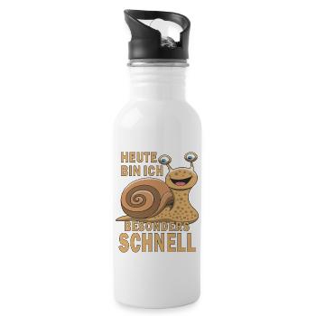 SCHNECKE HEUTE BESONDERS SCHNELL - Trinkflasche mit integriertem Trinkhalm - Weiß - Rechts