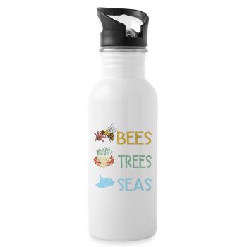 Earth Day Climate Change Environmentalists - Water bottle with straw - white - Right