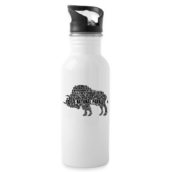 US National Parks Buffalo Wandercampground Kinder - Trinkflasche mit integriertem Trinkhalm - Weiß - Rechts