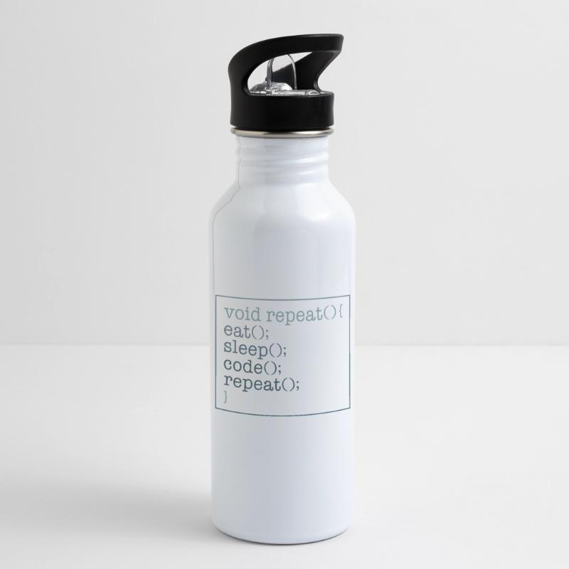 Programmierer-Shirt, Void Repeat Eat Sleep Code Trinkflasche mit integriertem Trinkhalm