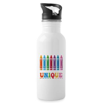 Wir sind wie eine Schachtel Buntstifte Lustiger - Trinkflasche mit integriertem Trinkhalm - Weiß - Rechts