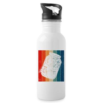 Retro Lines Pickle - Trinkflasche mit integriertem Trinkhalm - Weiß - Rechts