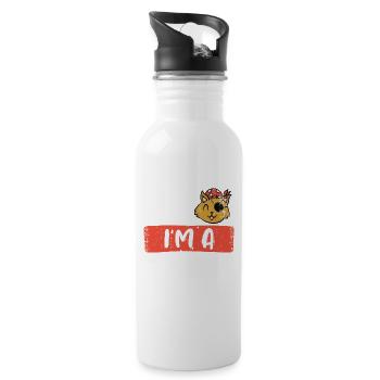 Pretend I'm A Pirate Cat Pirate Funny - Water bottle with straw - white - Right