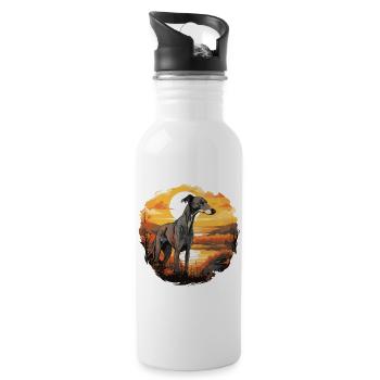 Hund Greyhound - Trinkflasche mit integriertem Trinkhalm - Weiß - Rechts