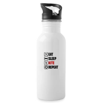 Essen schlafen kiten wiederholen - Trinkflasche mit integriertem Trinkhalm - Weiß - Rechts