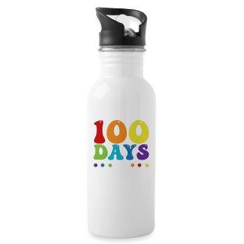 100 Days School Funny Happy Teacher Student - Water bottle with straw - white - Right