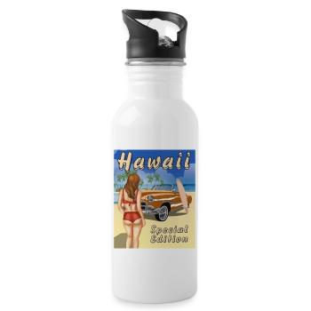 HAWAII Special Edition - Trinkflasche mit integriertem Trinkhalm - Weiß - Rechts