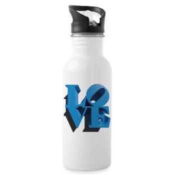 LIEBE 3D Cyan - Trinkflasche mit integriertem Trinkhalm - Weiß - Rechts