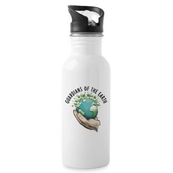 Environmental Protection T-Shirt | Sustainable gift idea - Water bottle with straw - white - Right