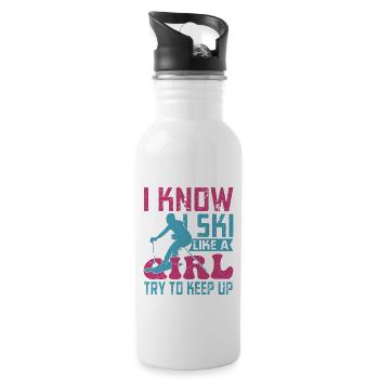 I Know I Ski Like A Girl Try To Keep Up Winterspor - Trinkflasche mit integriertem Trinkhalm - Weiß - Rechts