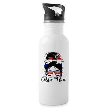 Costa Rica Messy Bun Costa Rican Womens Costa Rica - Trinkflasche mit integriertem Trinkhalm - Weiß - Rechts