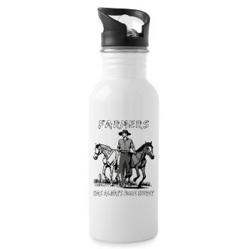 FARMER HAS ALWAYS BEEN HORNY - Trinkflasche mit integriertem Trinkhalm - Weiß - Rechts