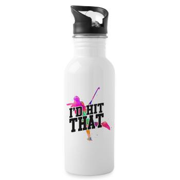 Field Hockey Watercolor I'd Hit - Water bottle with straw - white - Right
