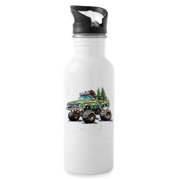 Monster Truck Noël Cool Design Graphique - Gourde avec paille intégrée - blanc - Droite