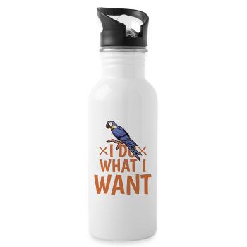 I Do What I Want Bird Avian Parrot Owner - Water bottle with straw - white - Right